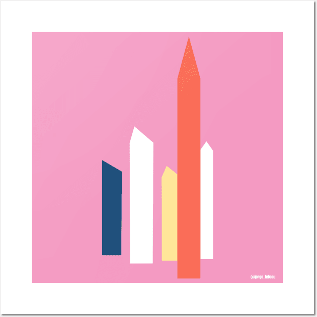 satellite towers art in mexican landscape wallpaper of modern architecture ecopop pink Wall Art by jorge_lebeau